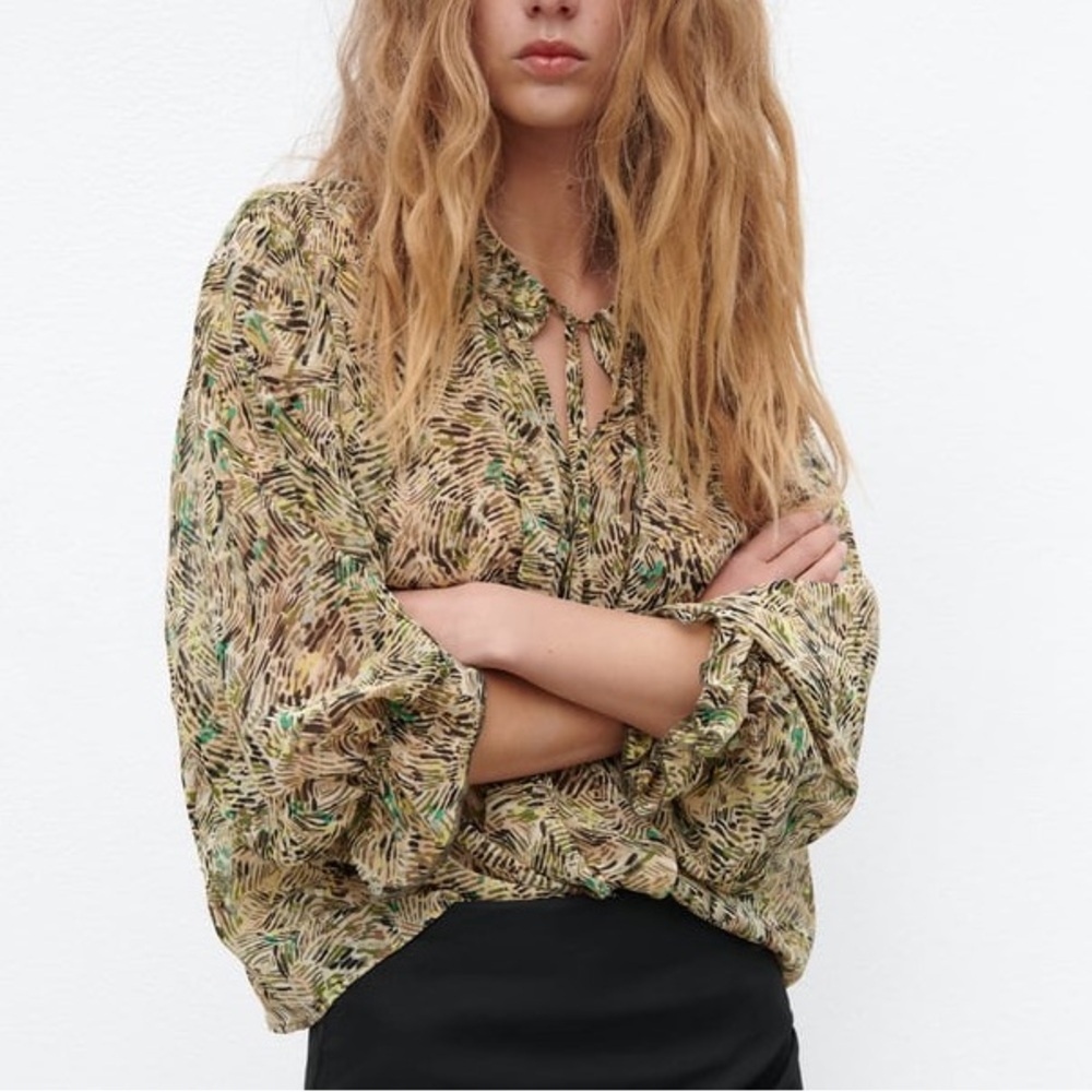 Zara sheer printed blouse